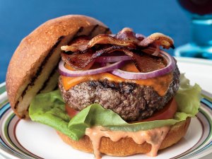 Cheddar BLT Burger with Tarragon-Russian Dressing